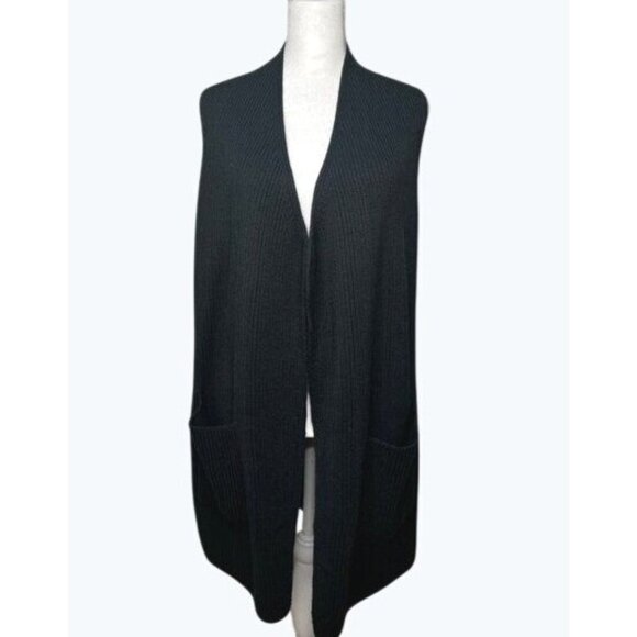 Anthropologie Splendid Juliet Black Ribbed Open Front Knit Vest X-Small - Picture 11 of 16